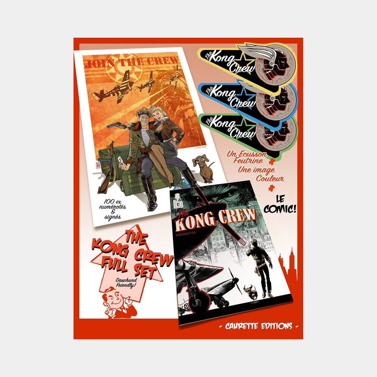 PACK - The KONG CREW - comic + écusson + print (signé et numéroté) - Eric Hérenguel